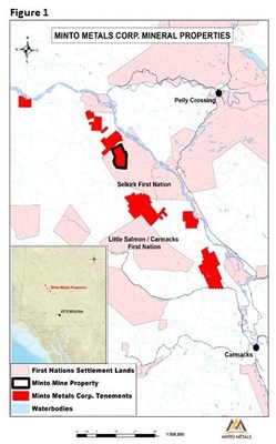 Figure 1:  Regional Map of Minto Metals Corp. Projects. All exploration activity reported herein are from the Minto Mine Property and authorized under Quartz Mining Land Use Permit LQ00565. (CNW Group/Minto Metals Corp.)