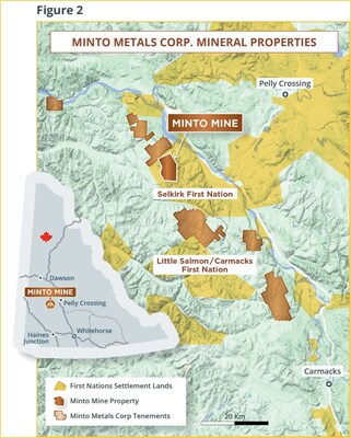 Figure 2. Regional Map of Minto Metals Corp. Projects. All Exploration activity reported herein are from the Minto Mine Property and authorized under Quartz Mining Land Use Permit LQ00565 (CNW Group/Minto Metals Corp.) Figure 2. Regional Map of Minto Metals Corp. Projects. All Exploration activity reported herein are from the Minto Mine Property and authorized under Quartz Mining Land Use Permit LQ00565 (CNW Group/Minto Metals Corp.)